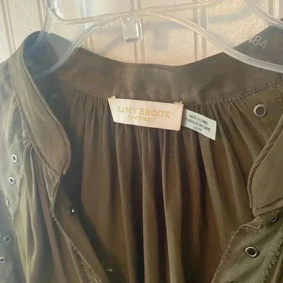 Ramy Brook New York army green long sleeve blouse - Picture 9 of 9